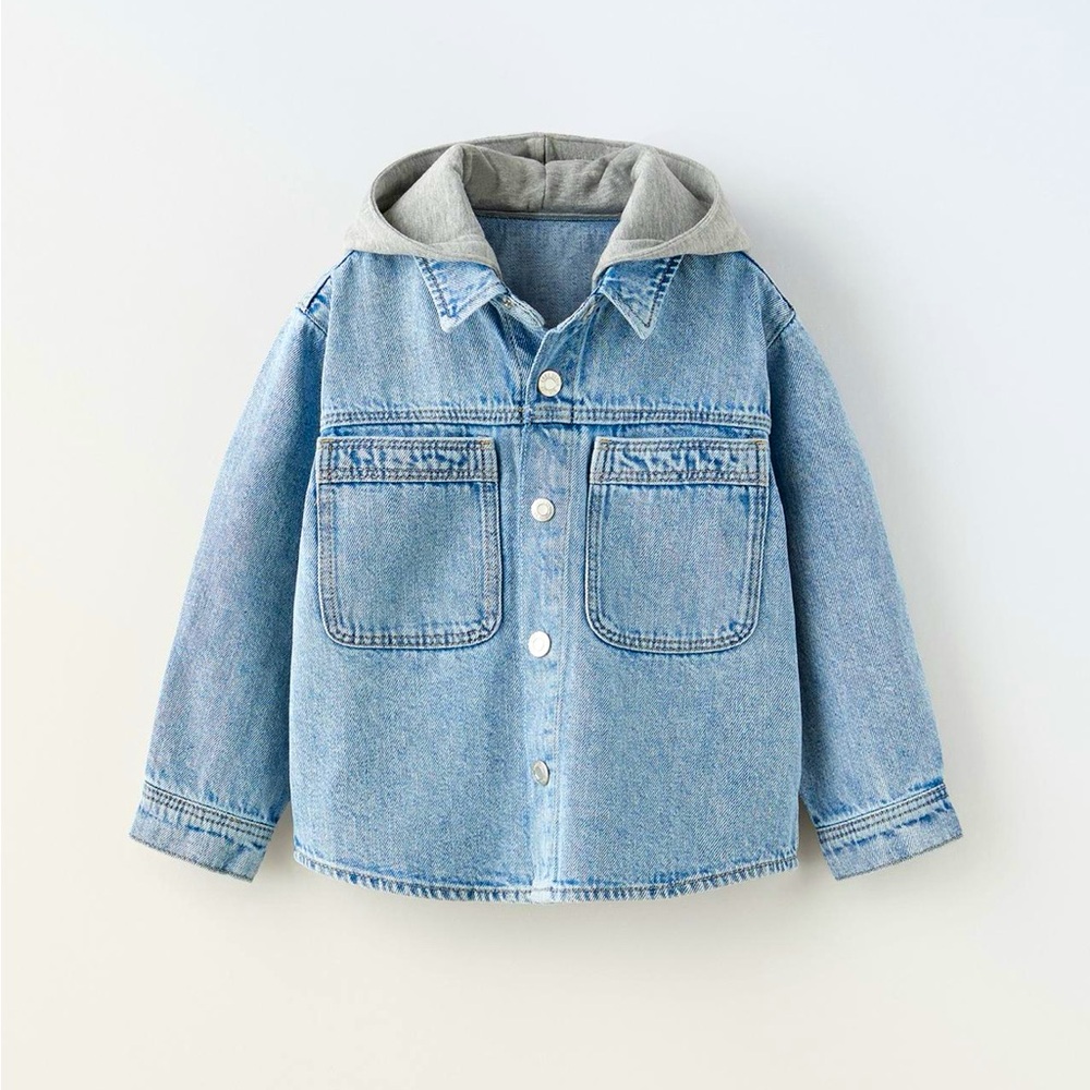 Zara Kids - Hooded Denim Overshirt. Boys size 5-6